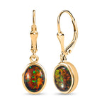 Lab Grown schwarzen Opal Ohrringe 925 Silber Gelbgold Vermeil ca. 1.72 ct