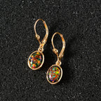 Lab Grown schwarzen Opal Ohrringe 925 Silber Gelbgold Vermeil ca. 1.72 ct