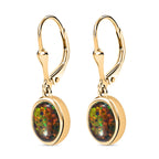 Lab Grown schwarzen Opal Ohrringe 925 Silber Gelbgold Vermeil ca. 1.72 ct