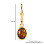 Lab Grown schwarzen Opal Ohrringe 925 Silber Gelbgold Vermeil ca. 1.72 ct