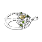AAA Ouro Verde-Quarz, Natürlicher Chromdiopsid Anhänger 925 Silber platiniert ca. 1,43 ct.