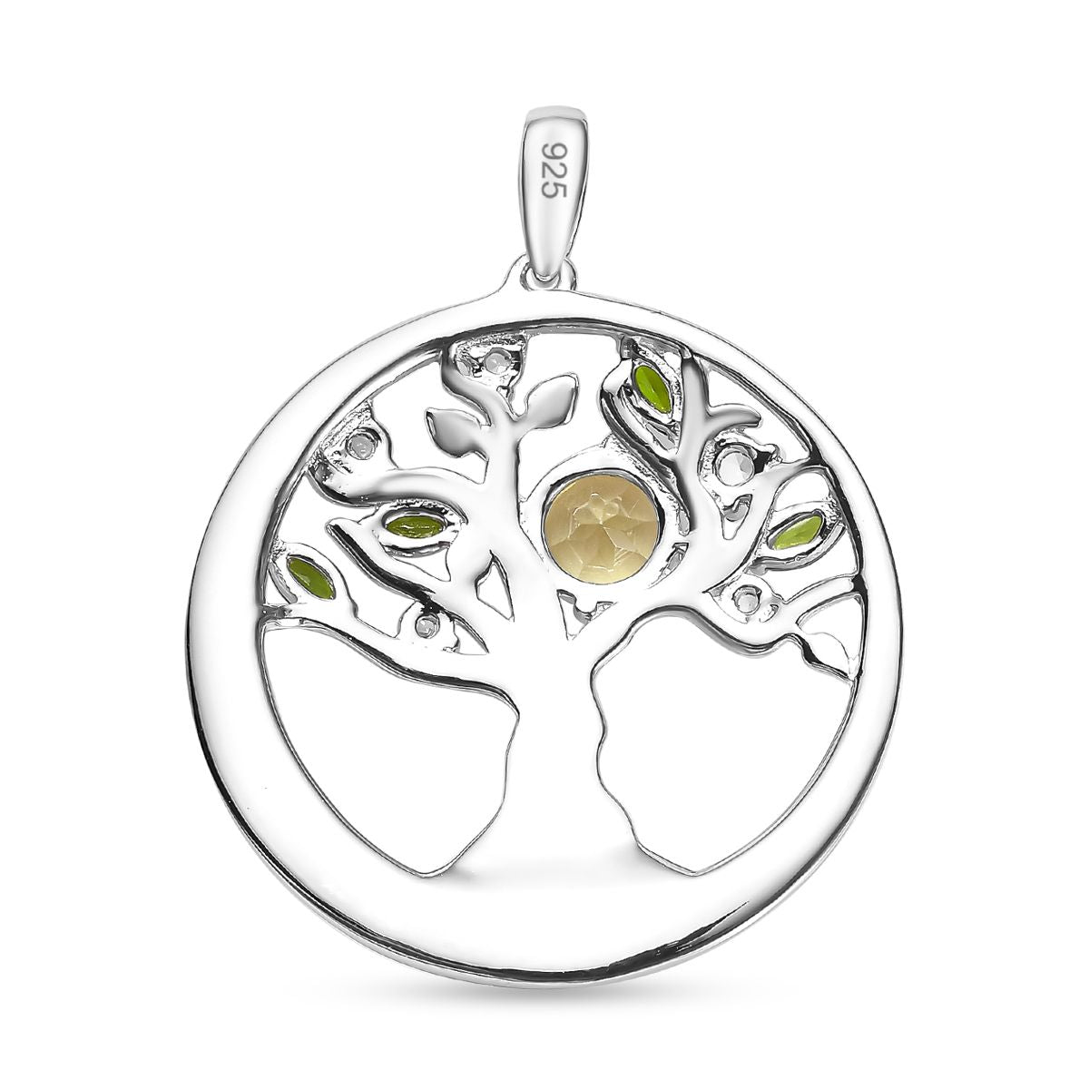 AAA Ouro Verde-Quarz, Natürlicher Chromdiopsid Anhänger 925 Silber platiniert ca. 1,43 ct.