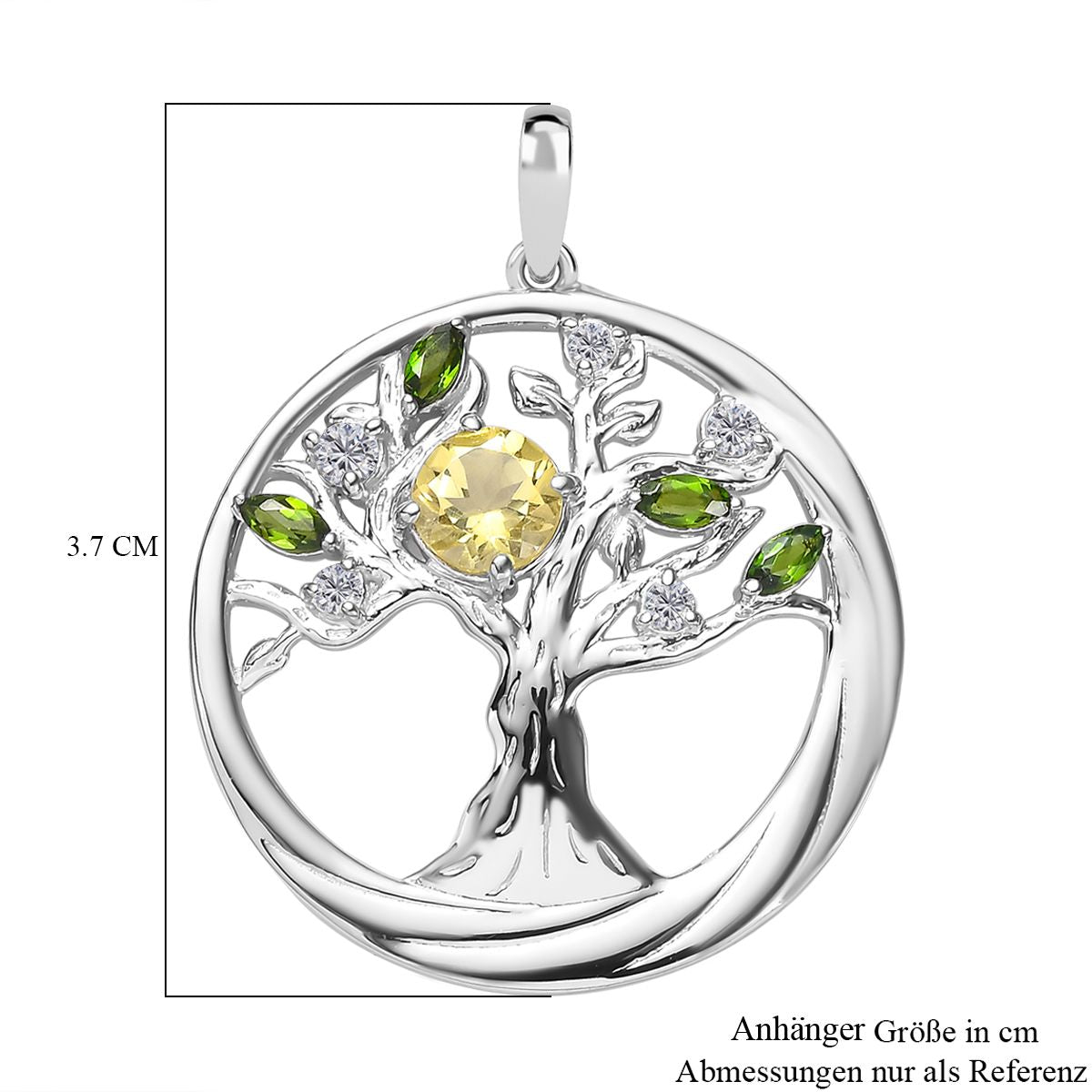 AAA Ouro Verde-Quarz, Natürlicher Chromdiopsid Anhänger 925 Silber platiniert ca. 1,43 ct.