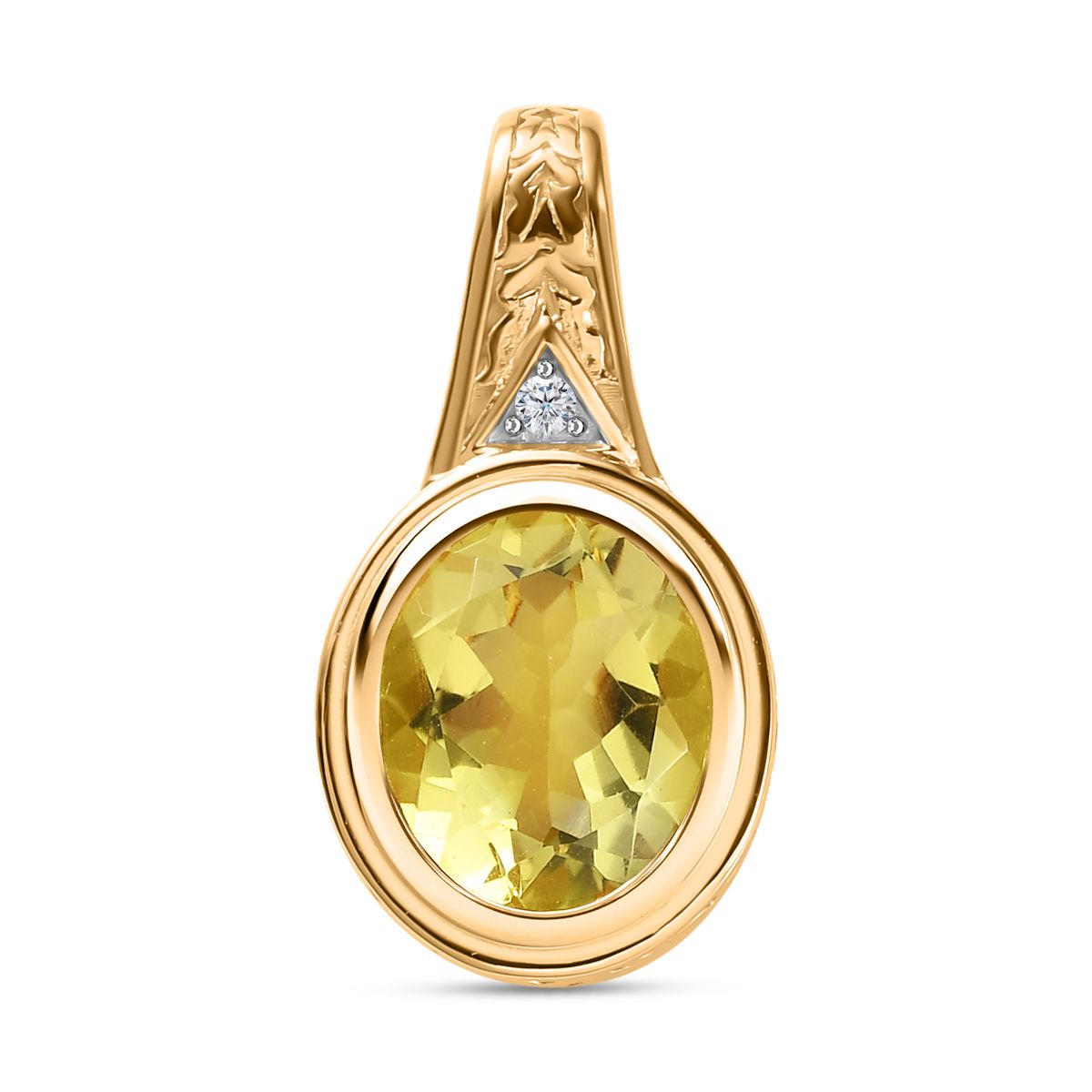 AAA Ouro Verde-Quarz, Weißer Zirkon Anhänger 925 Silber Gelbgold Vermeil ca. 4.41 ct