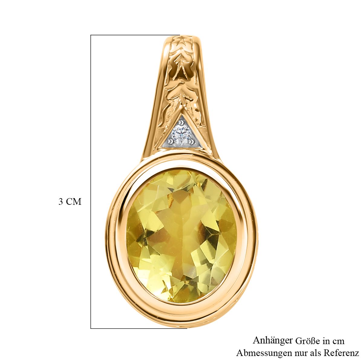 AAA Ouro Verde-Quarz, Weißer Zirkon Anhänger 925 Silber Gelbgold Vermeil ca. 4.41 ct