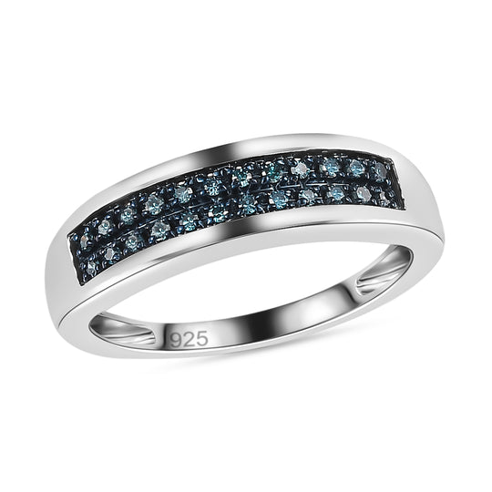 Blauer Diamant Ring, 925 Silber platiniert (Größe 20.00) ca. 0.20 ct