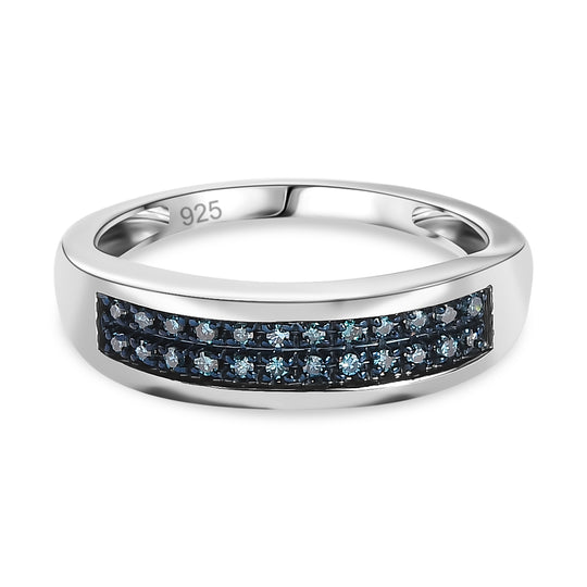 Blauer Diamant Ring, 925 Silber platiniert (Größe 20.00) ca. 0.20 ct