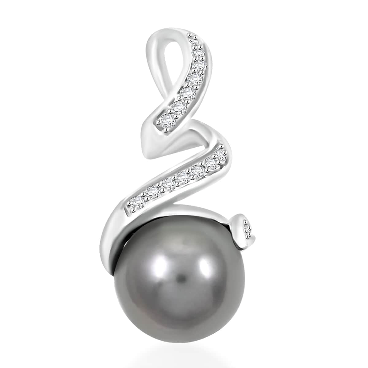 AAA Tahiti Perle (9.5-10 mm), Weißer Diamant AGI zertifiziert Anhänger 750 Gold 5.75 ct