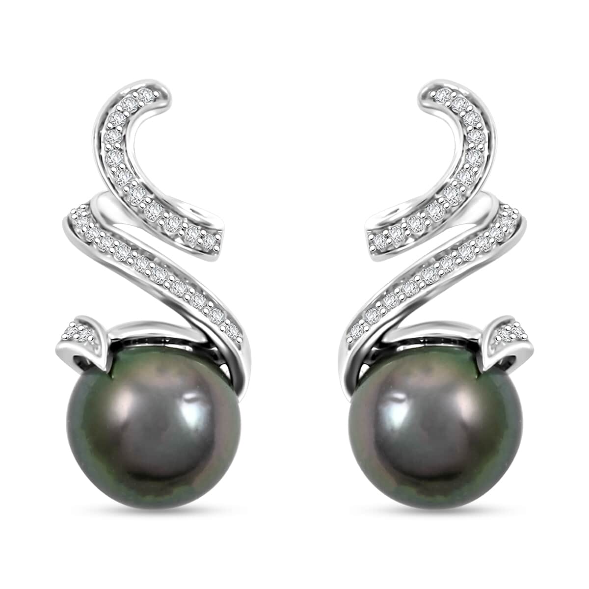 AAA Tahiti Perle, Weißer Diamant Ohrringe 750 Gold Standard
