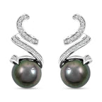 AAA Tahiti Perle, Weißer Diamant Ohrringe 750 Gold Standard
