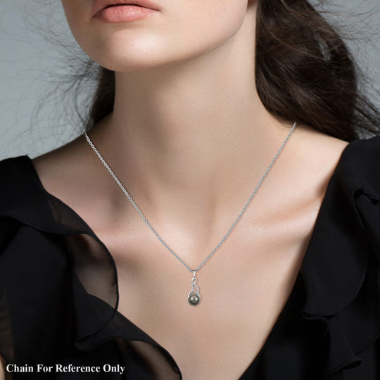 ILIANA zertifizierter und geprüfter AAA Tahiti 9,5-10mm Perle und SI Diamant Anhänger in 750 Weißgold