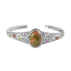 Unakite, mehrfarbiger Edelstein in Frühlingsfarben Armreif ca. 19 cm Messing  ca. 18.57 ct
