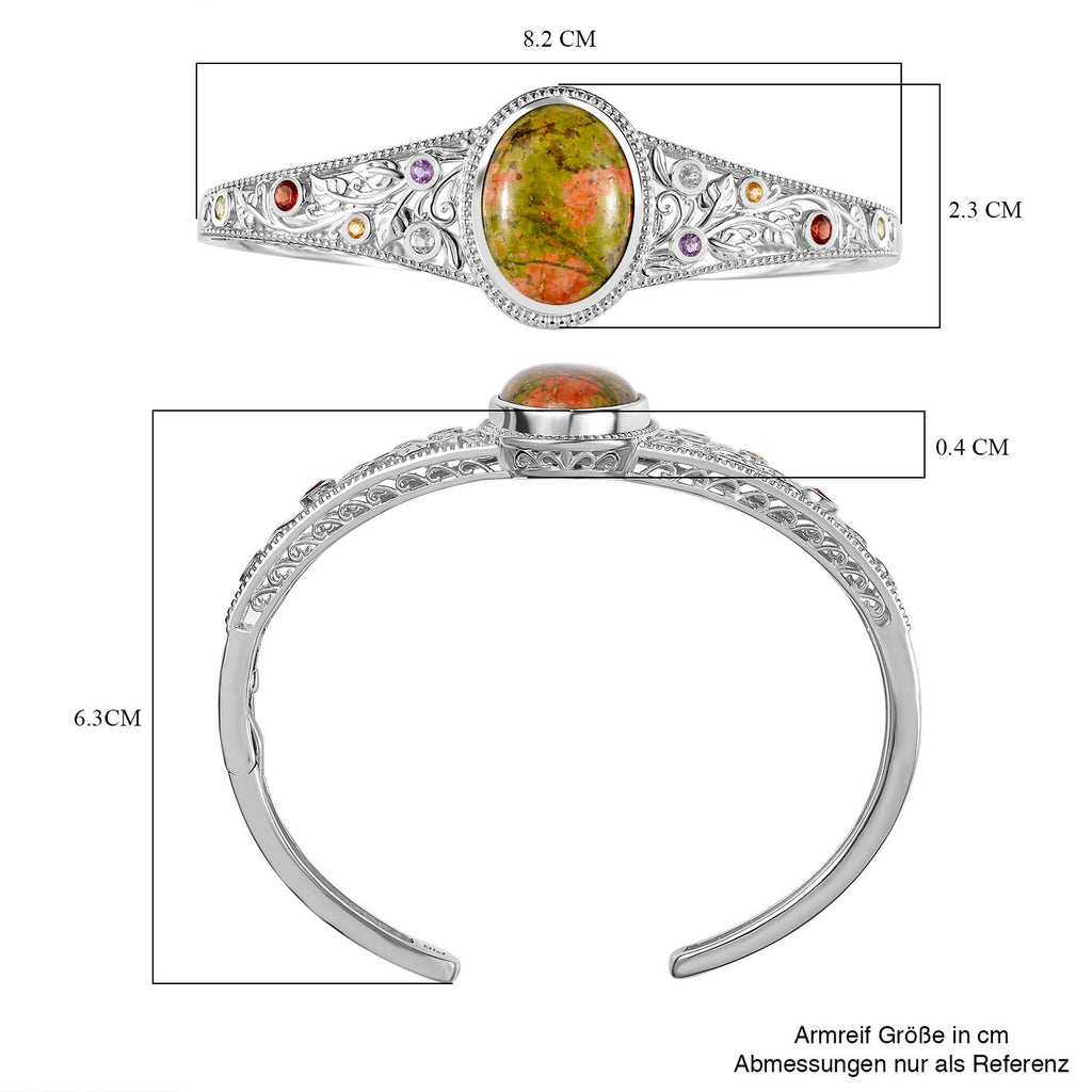Unakite, mehrfarbiger Edelstein in Frühlingsfarben Armreif ca. 19 cm Messing  ca. 18.57 ct