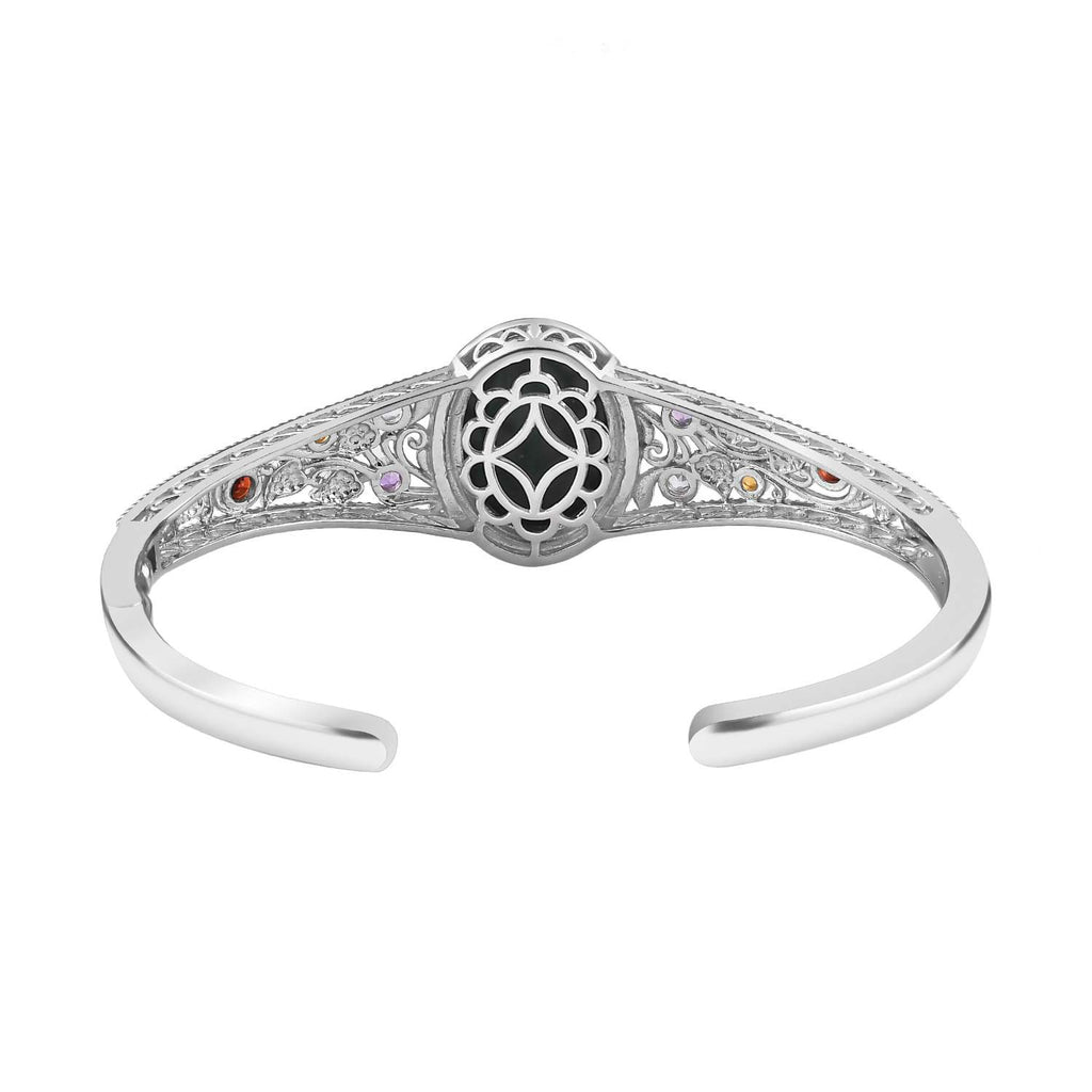 Malachit und mehrfarbiger Edelstein in Frühlingsfarben Armreif ca. 19 cm Messing  ca. 19.35 ct