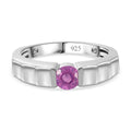 Ilakaka Rosa Saphir (Fissure gefüllt) Ring 925 Silber platiniert (Größe 17.00) ca. 0,81 ct