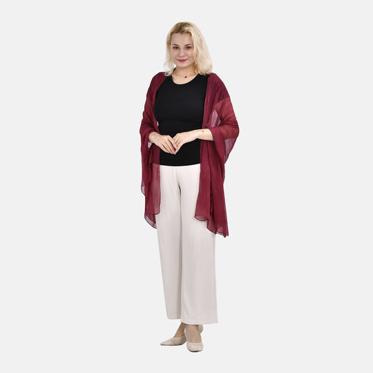 LA MAREY Solid chiffon 100% silk scarfMaterial:100% Mulberry silk size:110cm*200cmWeight : 50gColor:Weinrot