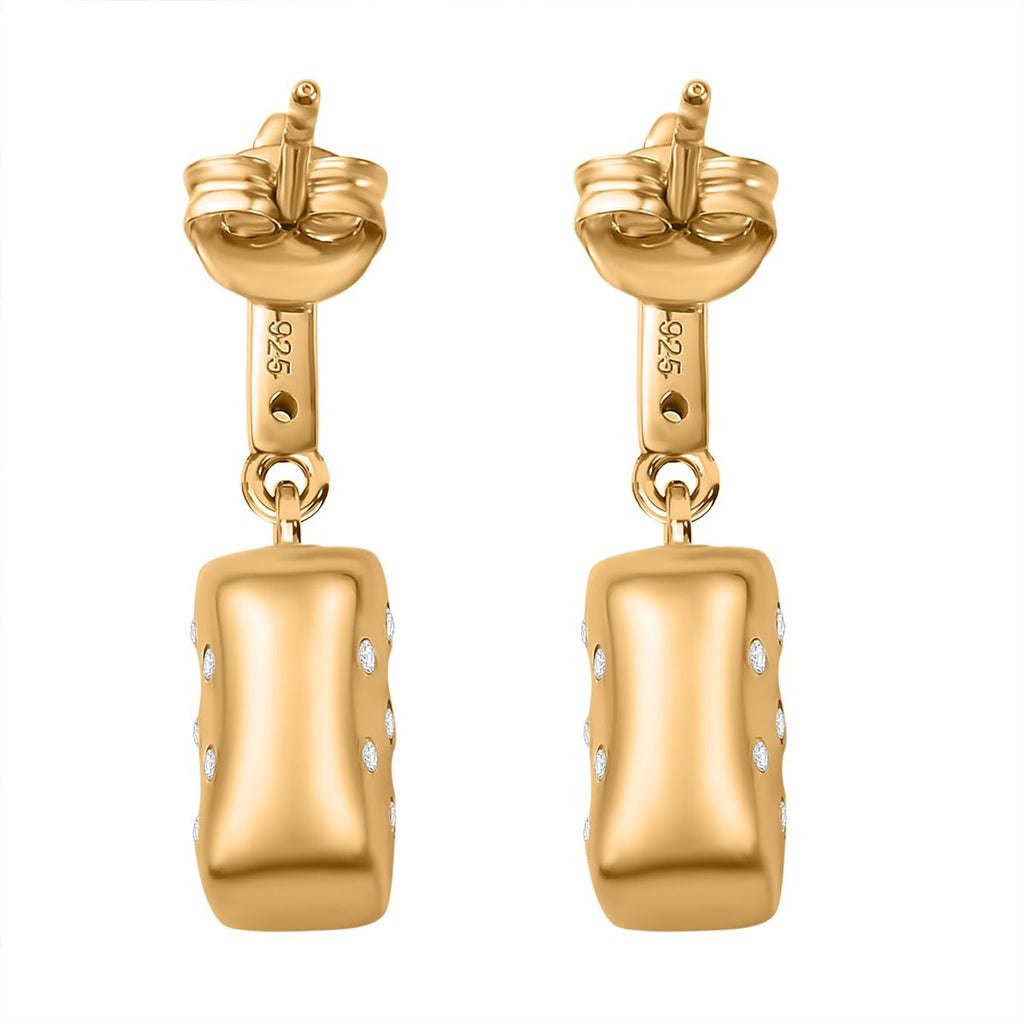 Smaragd-Triplette-Quarz, Weißer Zirkon Ohrringe 925 Silber Gelbgold Vermeil ca. 3,99 ct.
