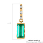 Smaragd-Triplette-Quarz, Weißer Zirkon Ohrringe 925 Silber Gelbgold Vermeil ca. 3,99 ct.