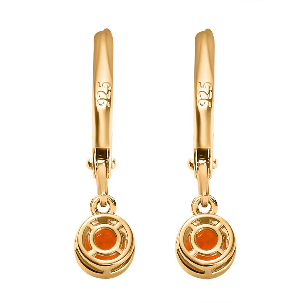 AA Salamanca Feueropal, Weißer Zirkon Ohrringe 925 Silber Gelbgold Vermeil ca. 0.98 ct