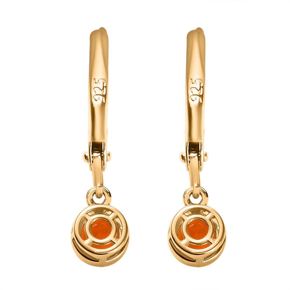 AA Salamanca Feueropal, Weißer Zirkon Ohrringe 925 Silber Gelbgold Vermeil ca. 0.98 ct
