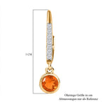 AA Salamanca Feueropal, Weißer Zirkon Ohrringe 925 Silber Gelbgold Vermeil ca. 0.98 ct