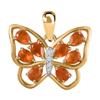 AA Salamanca Feueropal, Weißer Zirkon Anhänger 925 Silber Gelbgold Vermeil ca. 0,96 ct.
