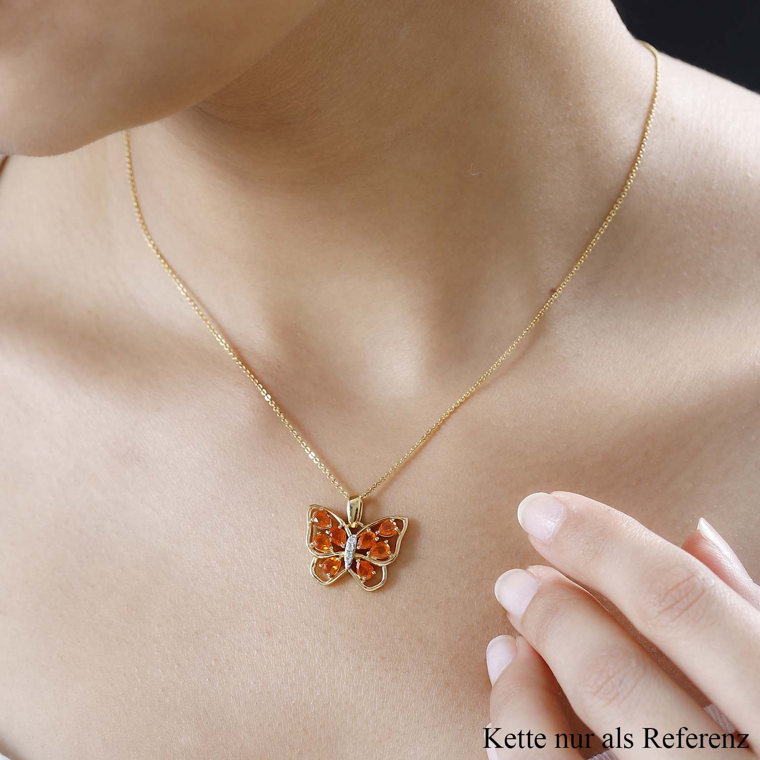 AA Salamanca Feueropal, Weißer Zirkon Anhänger 925 Silber Gelbgold Vermeil ca. 0,96 ct.