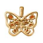 AA Salamanca Feueropal, Weißer Zirkon Anhänger 925 Silber Gelbgold Vermeil ca. 0,96 ct.