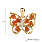 AA Salamanca Feueropal, Weißer Zirkon Anhänger 925 Silber Gelbgold Vermeil ca. 0,96 ct.