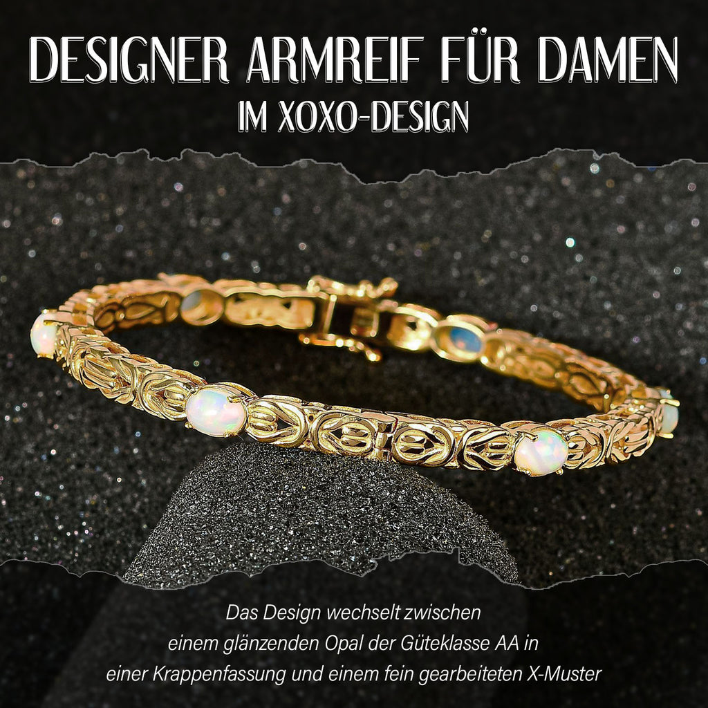 AA Natürlicher, äthiopischer Welo Opal Armreif ca. 19 cm 925 Silber Gelbgold Vermeil ca. 3.18 ct