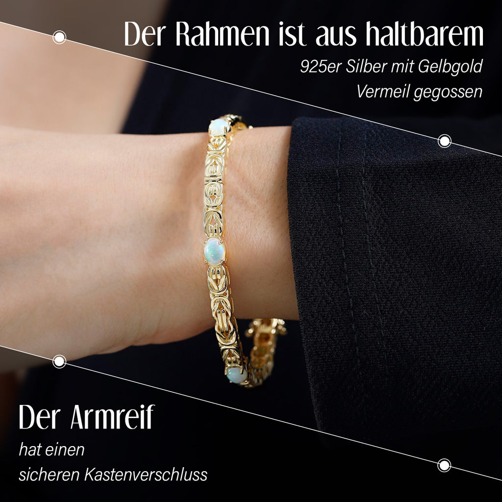 AA Natürlicher, äthiopischer Welo Opal Armreif ca. 19 cm 925 Silber Gelbgold Vermeil ca. 3.18 ct