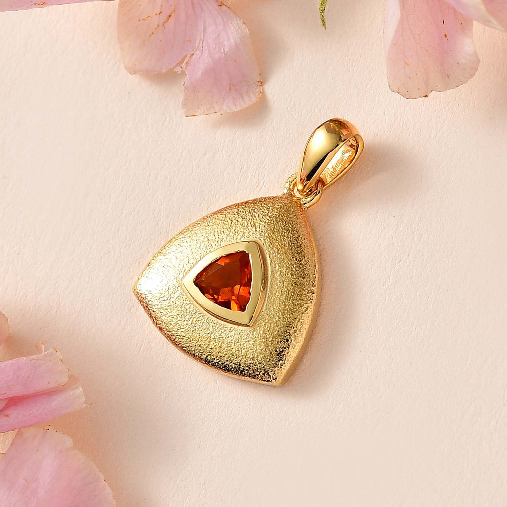 AA Salamanca Feueropal Anhänger 925 Silber Gelbgold Vermeil ca. 0.28 ct
