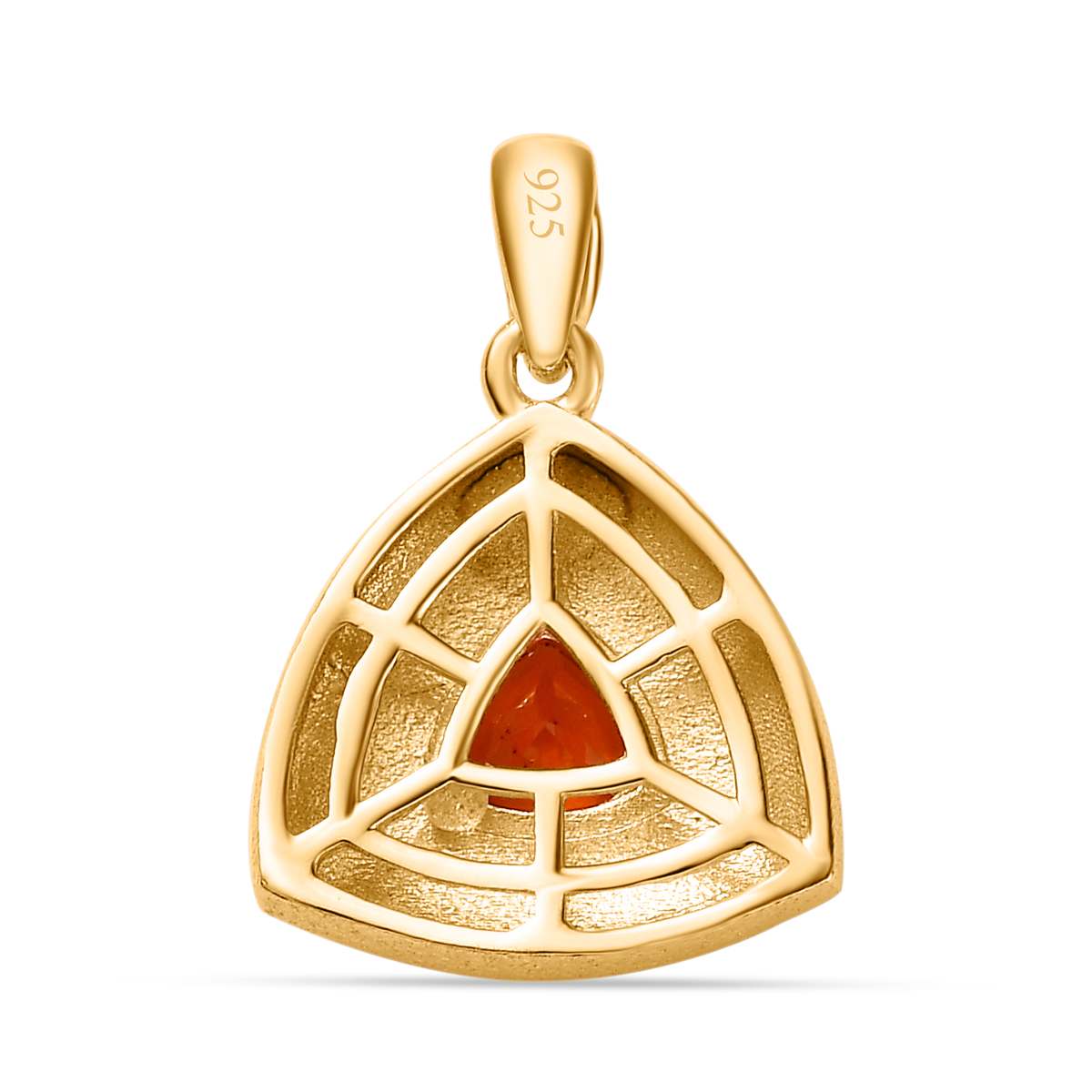 AA Salamanca Feueropal Anhänger 925 Silber Gelbgold Vermeil ca. 0.28 ct