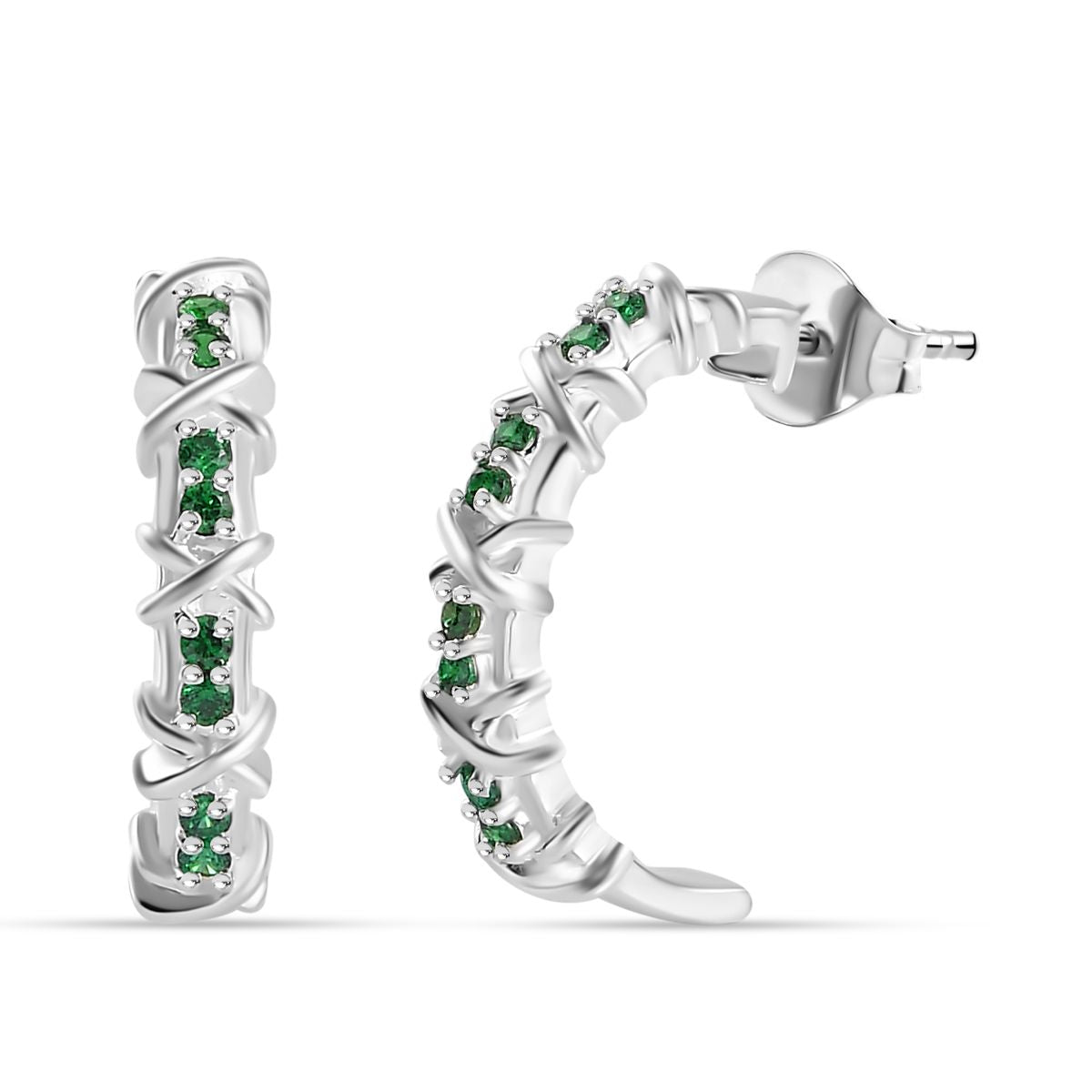 Grüner Zirkonia Ohrringe, 925 Silber