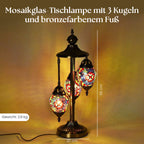 Handgefertigte Mosaikglaslampe im orientalischen Stil mit 3 Kugeln, 56 x 27 x 27 cm, Sonnen