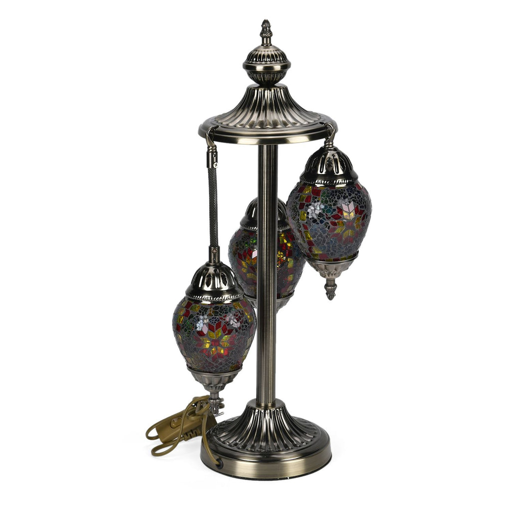 Handgefertigte Mosaikglaslampe im orientalischen Stil mit 3 Kugeln, 56 x 27 x 27 cm, Sonnen