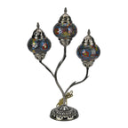Handgefertigte Mosaikglaslampe im orientalischen Stil mit 3 Kugeln, 56 x 34 x 15, Sonnen