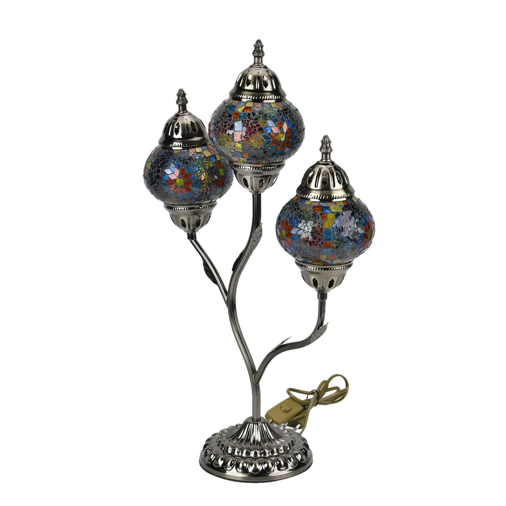 Handgefertigte Mosaikglaslampe im orientalischen Stil mit 3 Kugeln, 56 x 34 x 15, Sonnen