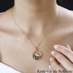 AA Natürlicher, äthiopischer Welo Opal, Weißer Zirkon Anhänger 925 Silber Gelbgold Vermeil ca. 0,34 ct.