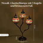 Handgefertigte Mosaikglaslampe im orientalischen Stil mit 3 Kugeln, 56 x 34 x 15, Wellen