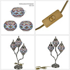 Handgefertigte Mosaikglaslampe im orientalischen Stil mit 3 Kugeln, 56 x 34 x 15, Wellen