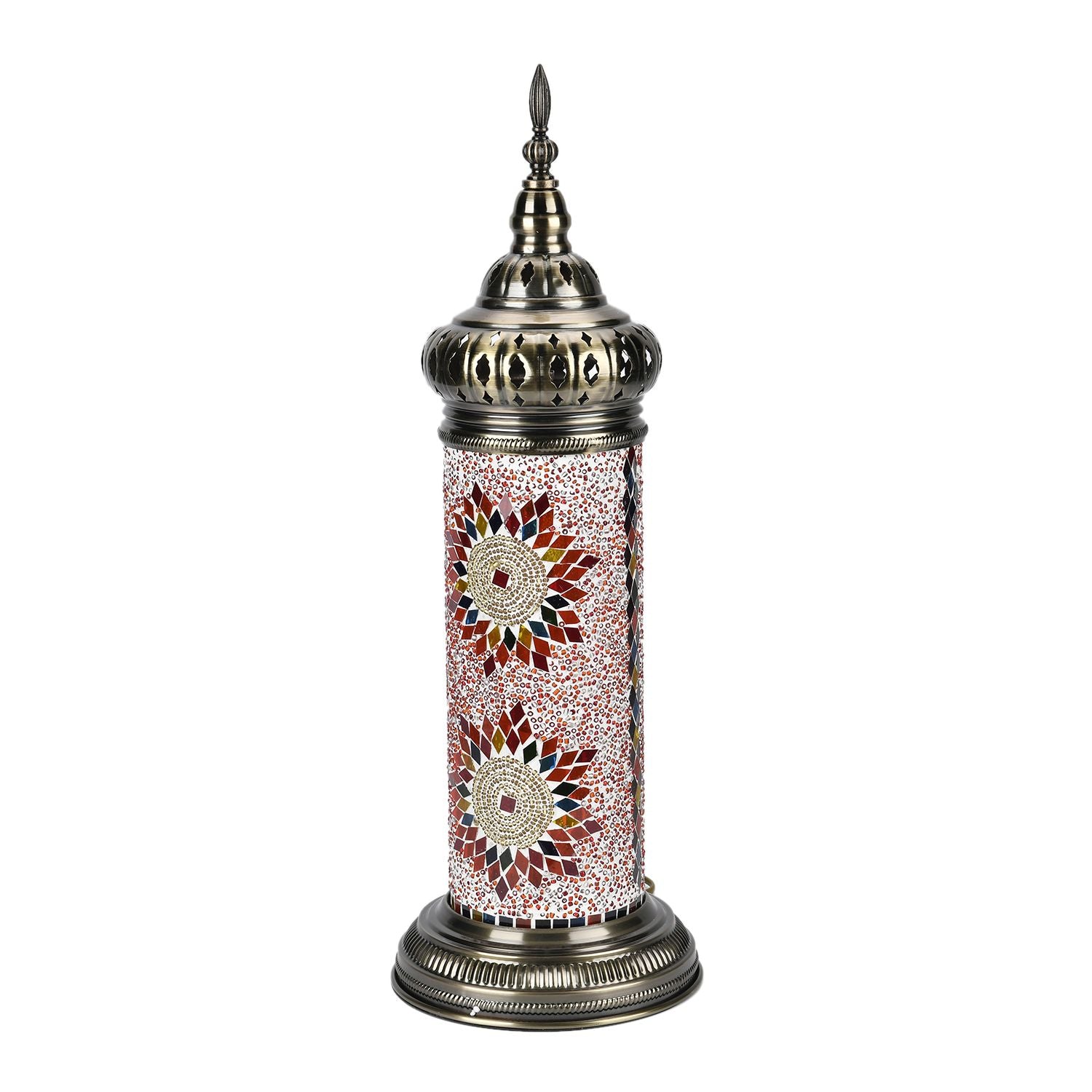 Handgemachte Marokkanische Mosaik-Stehlampe Farbiger Glasmosaik-Schirm auf bronzener Basis,Orientalisches Design, Größe: 20,5x20,5x59cm