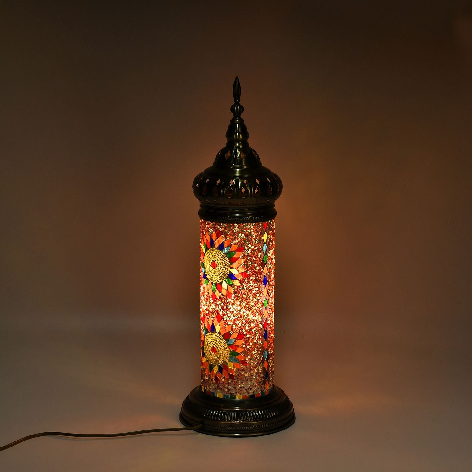 Handgemachte Marokkanische Mosaik-Stehlampe Farbiger Glasmosaik-Schirm auf bronzener Basis,Orientalisches Design, Größe: 20,5x20,5x59cm