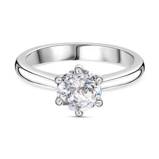 100 Facetten Moissanit Ring 925 Silber rhodiniert (Größe 20.00) ca. 1,01 ct