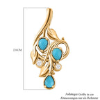 Sleeping Beauty Türkis, Weißer Zirkon Anhänger 925 Silber Gelbgold Vermeil ca. 0,45 ct.