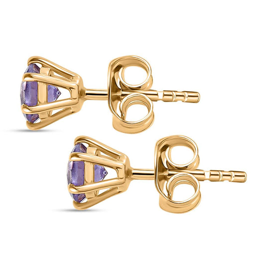 Lab-Created Alexandrit Ohrringe, 925 Silber Gelbgold Vermeil, ca. 1.38 ct