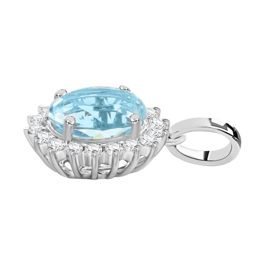 Iliana AAA Santamaria Aquamarin, Weißer Diamant AGI zertifiziert Anhänger 750 Gold ca. 1.40 ct