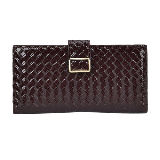 Geprägte PU-Leder Brieftasche mit gewebtem Muster und RFID-Schutz, Größe: 19.5x2.5x9.5cm, beige
