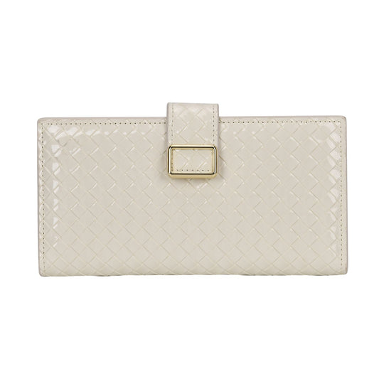 Geprägte PU-Leder Brieftasche mit gewebtem Muster und RFID-Schutz, Größe: 19.5x2.5x9.5cm, beige