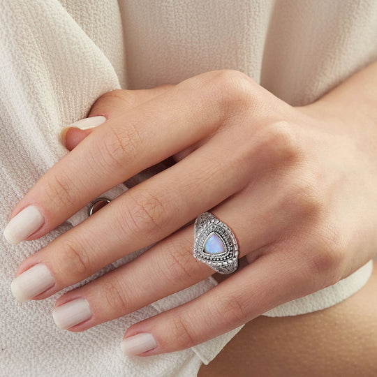Royal Bali - Natürlicher, äthiopischer Welo Opal Ring 925 Silber (Größe 20.00) ca. 1.02 ct